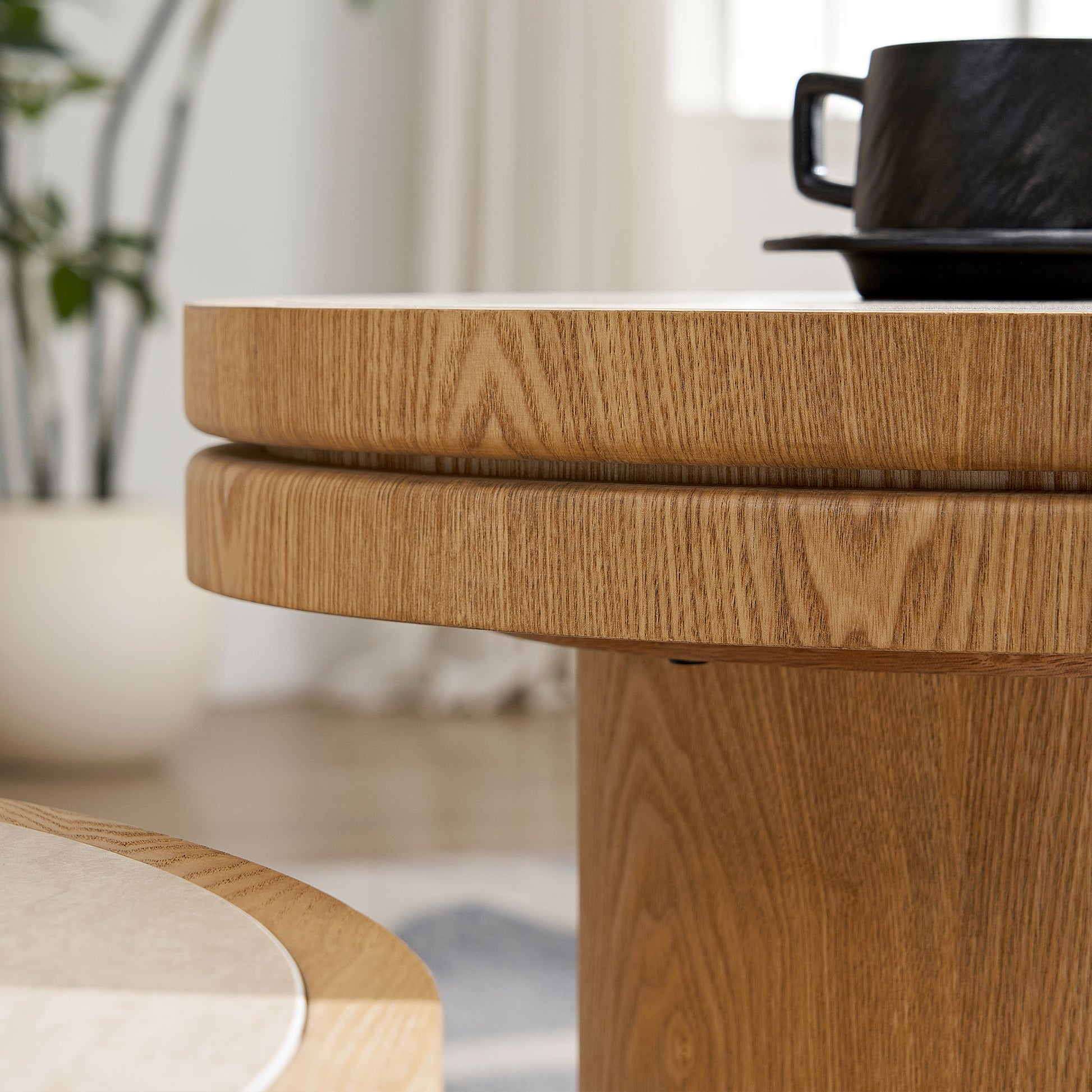 Natural Round MDF Coffee Table - 19.49 Inch