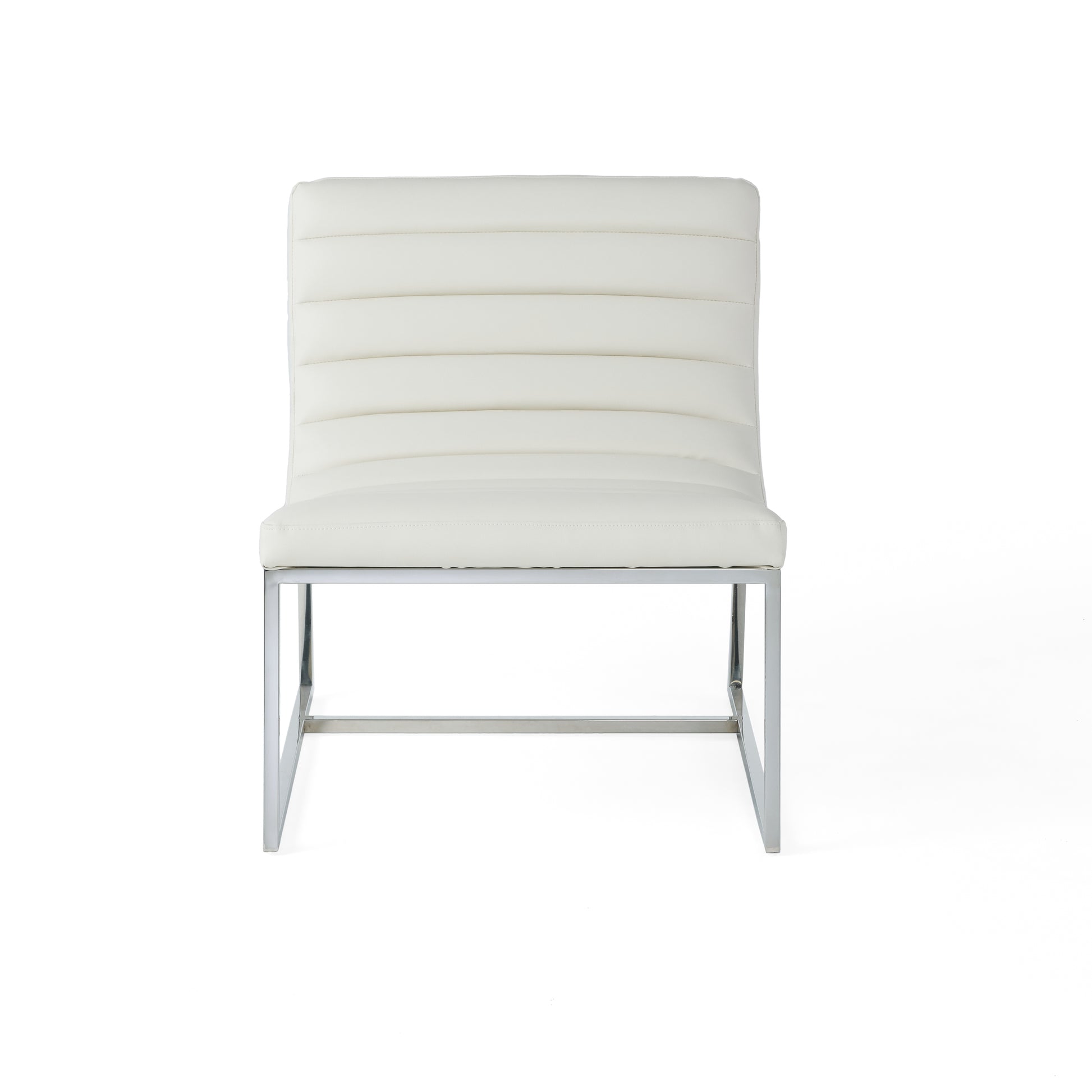 White Metal & Wood Roll Chair - Accent Seating for Living Room