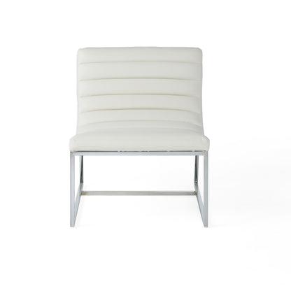 White Metal & Wood Roll Chair - Accent Seating for Living Room