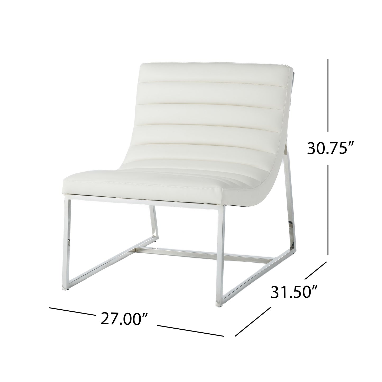 White Metal & Wood Roll Chair - Accent Seating for Living Room