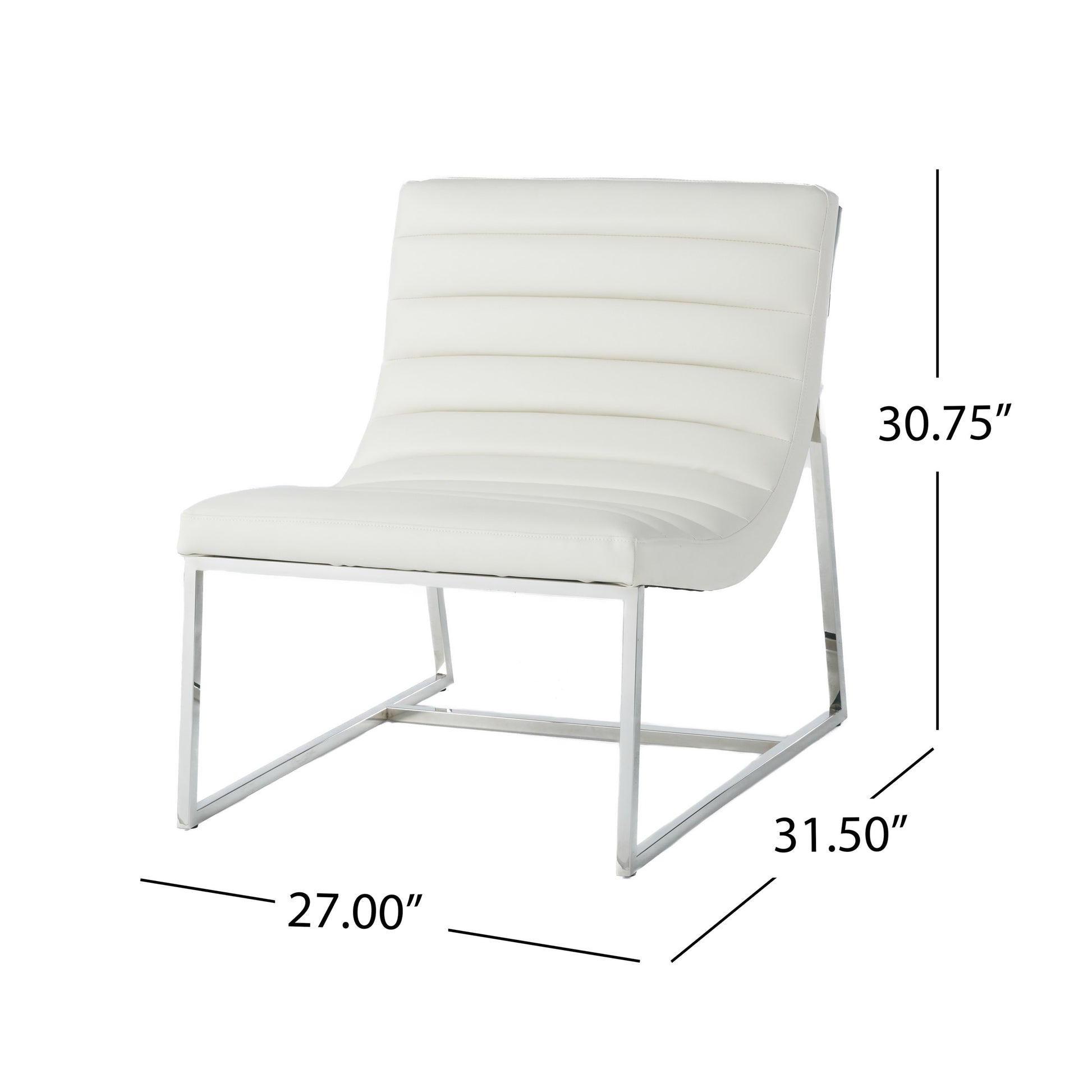 White Metal & Wood Roll Chair - Accent Seating for Living Room