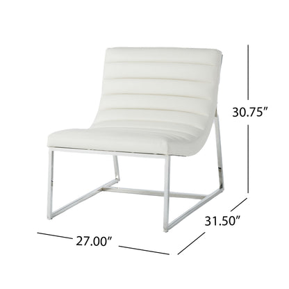 White Metal & Wood Roll Chair - Accent Seating for Living Room
