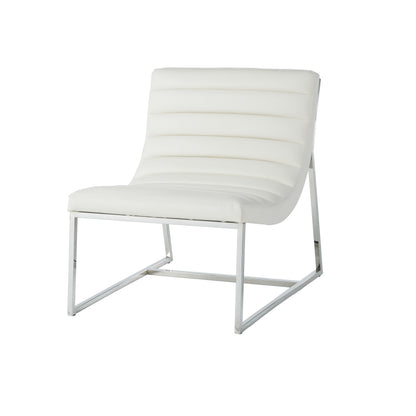 White Metal & Wood Roll Chair - Accent Seating for Living Room