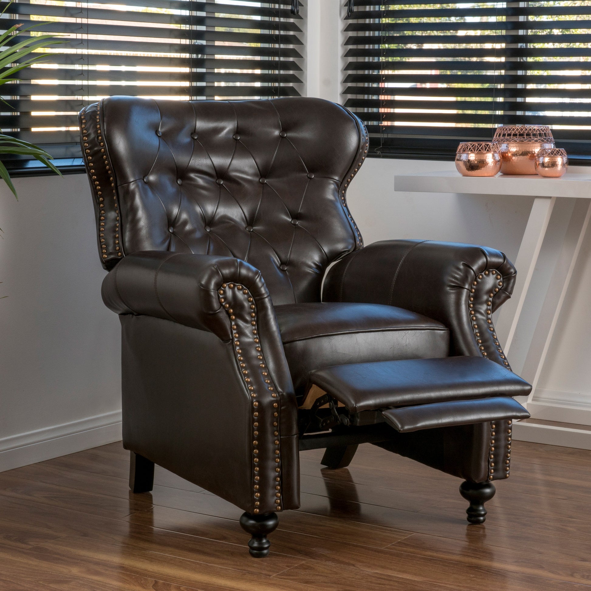 Dark Brown PU Recliner - Contemporary Style Comfort