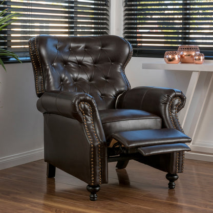 Dark Brown PU Recliner - Contemporary Style Comfort