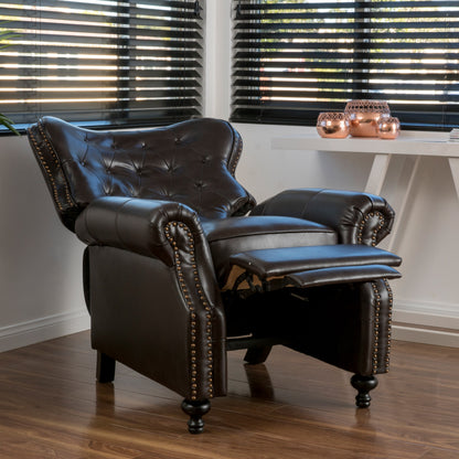 Dark Brown PU Recliner - Contemporary Style Comfort