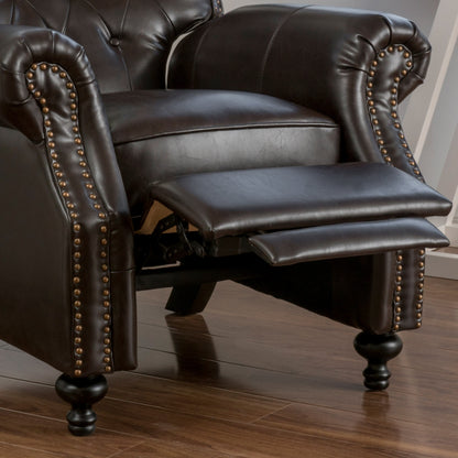 Dark Brown PU Recliner - Contemporary Style Comfort