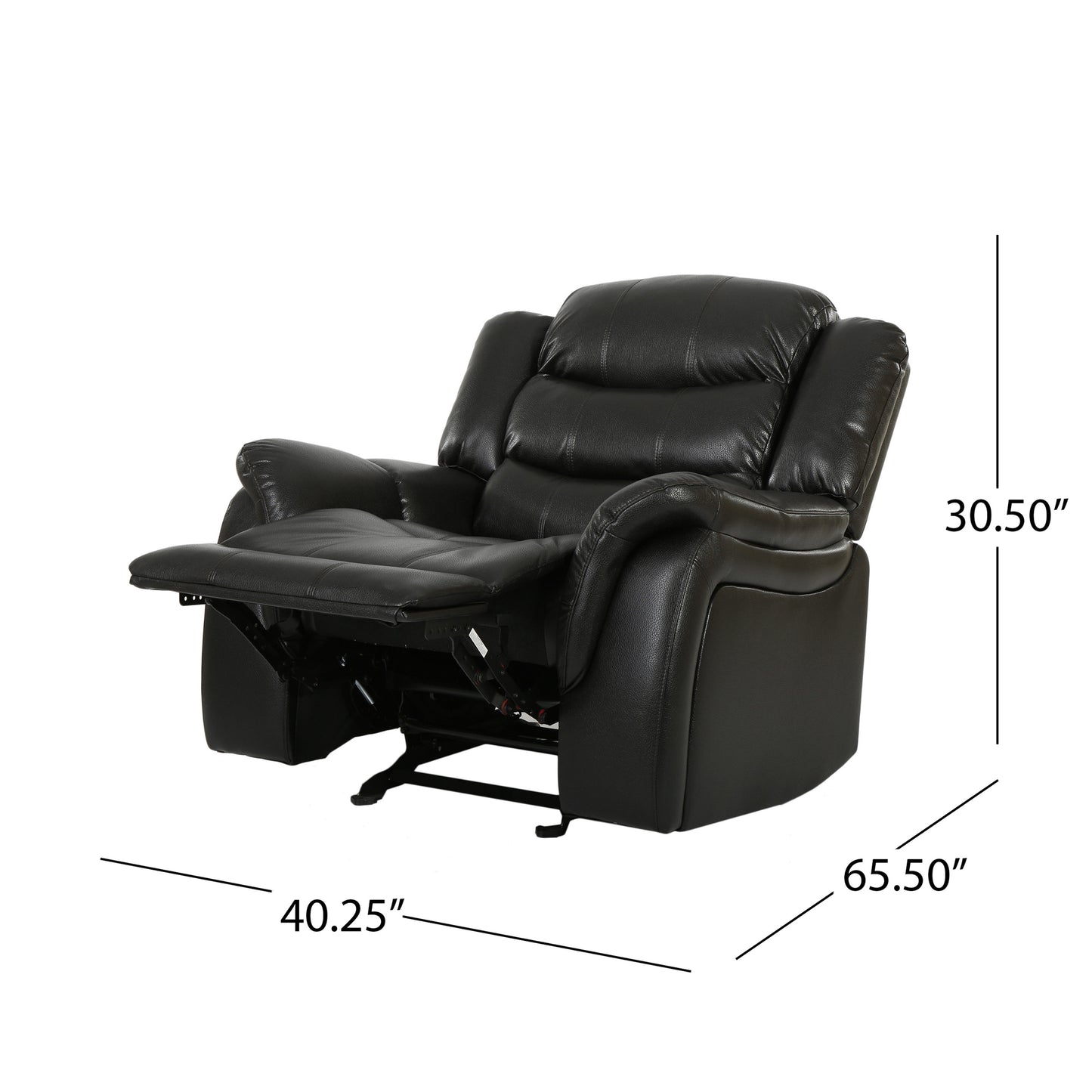 Black Berry Leather Glider Recliner - 40" Wide for Living Room