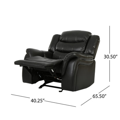 Black Berry Leather Glider Recliner - 40" Wide for Living Room