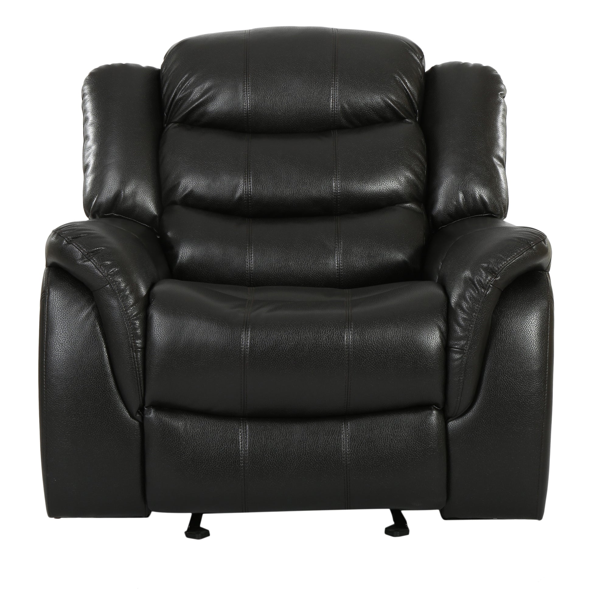 Black Berry Leather Glider Recliner - 40" Wide for Living Room