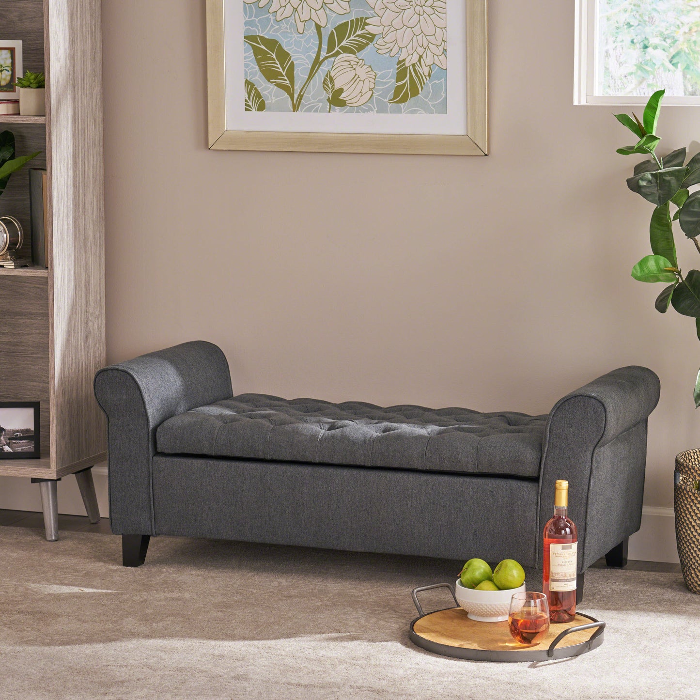 HAYES ARMED STORAGE BENCH