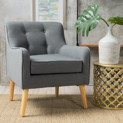 Mid-Century Modern Arm Chair - Charcoal Fabric