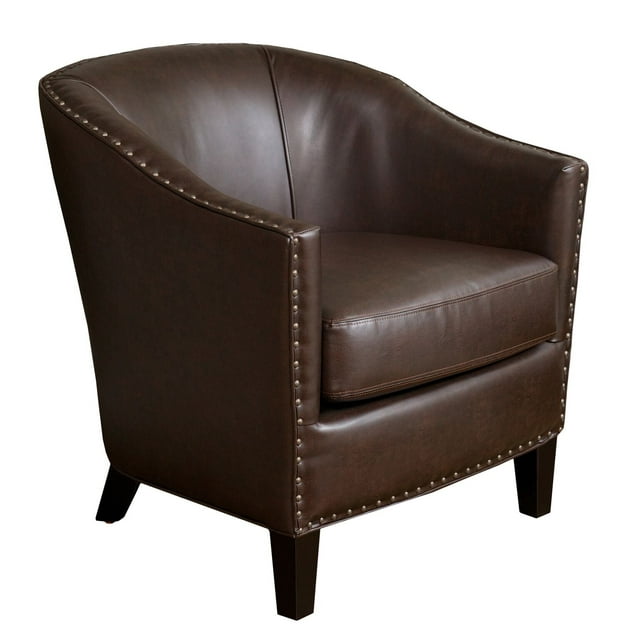 Brown Bonded Leather Club Chair - 29.25" Deep