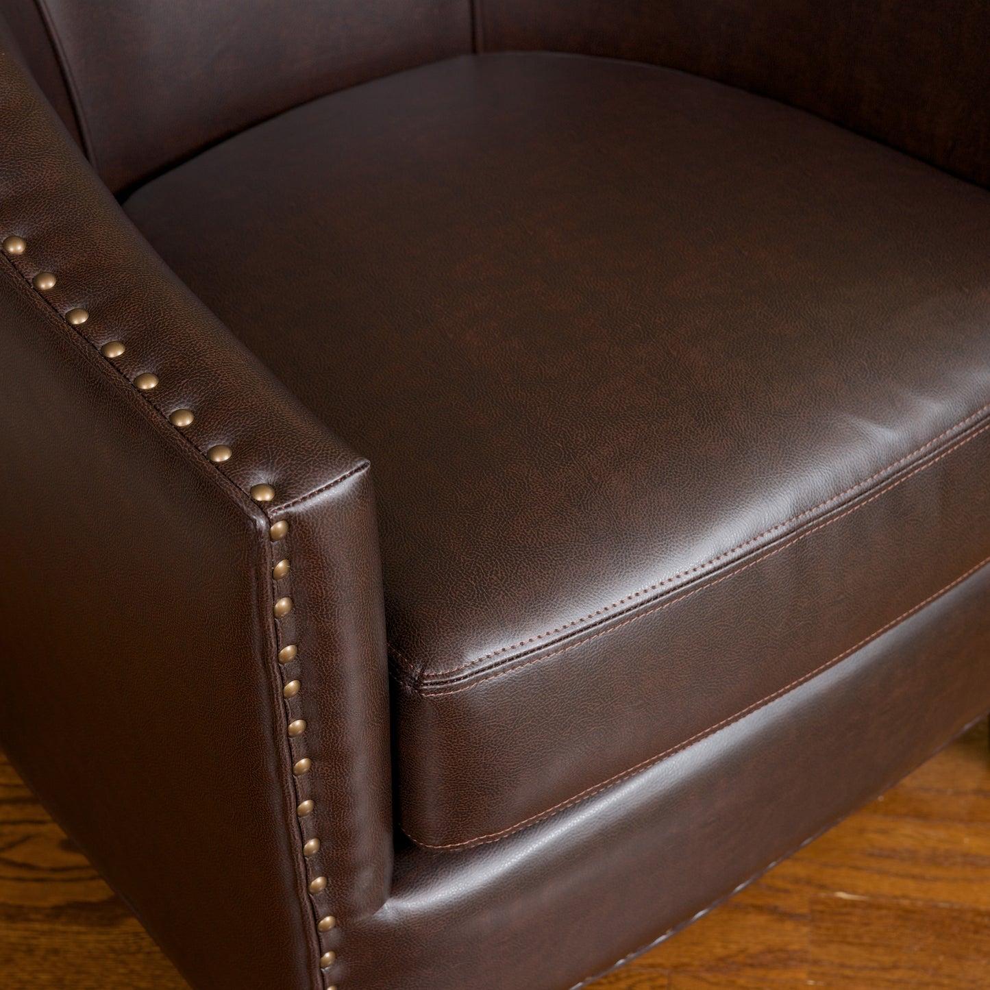 Brown Bonded Leather Club Chair - 29.25" Deep