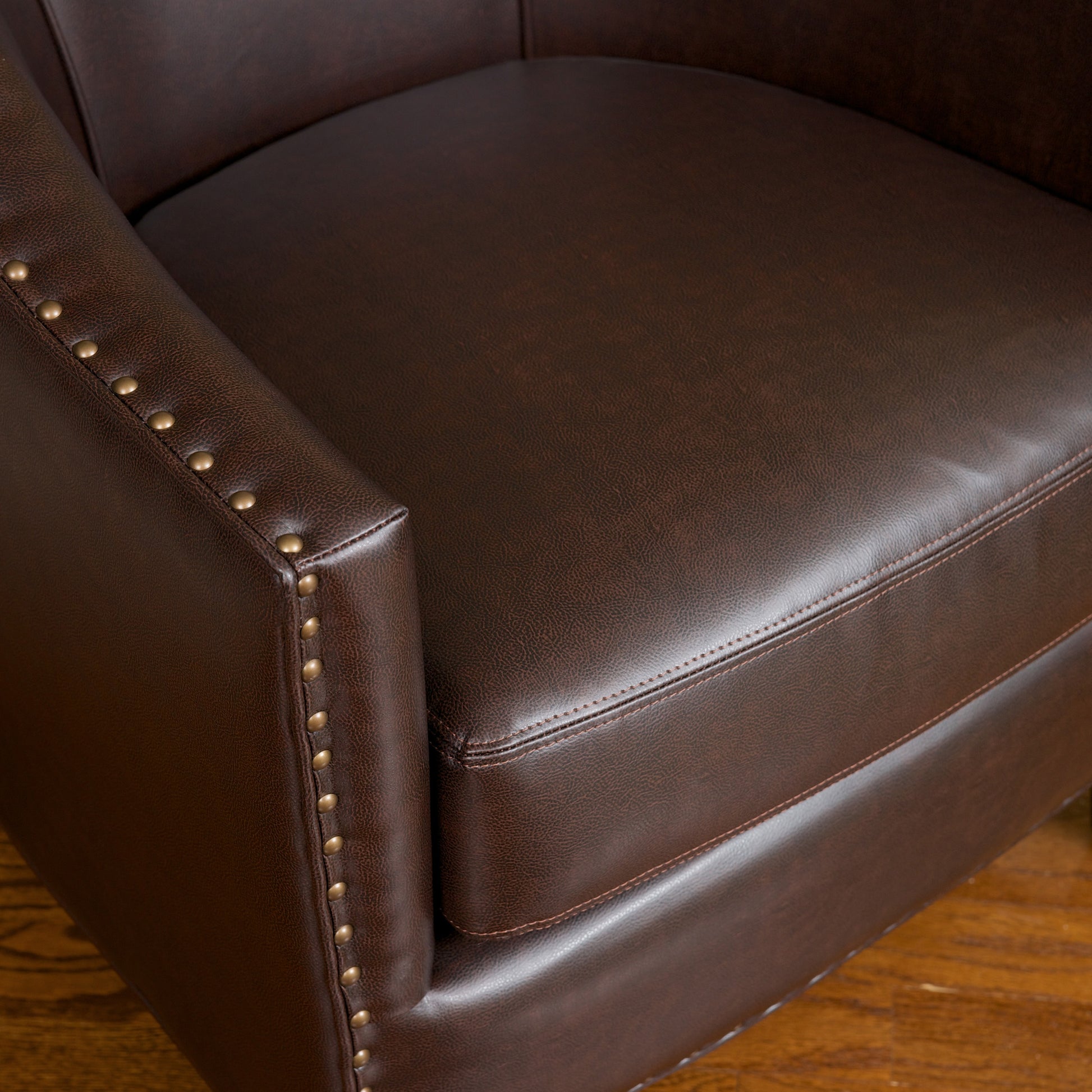 Brown Bonded Leather Club Chair - 29.25" Deep