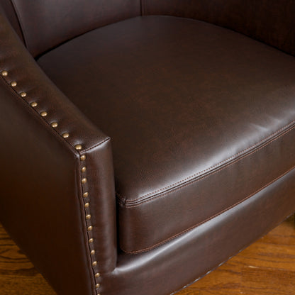Brown Bonded Leather Club Chair - 29.25" Deep