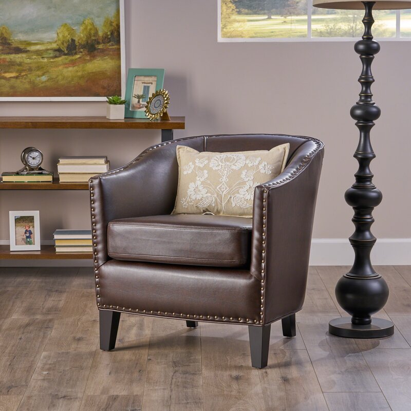 Brown Bonded Leather Club Chair