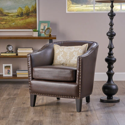 Brown Bonded Leather Club Chair