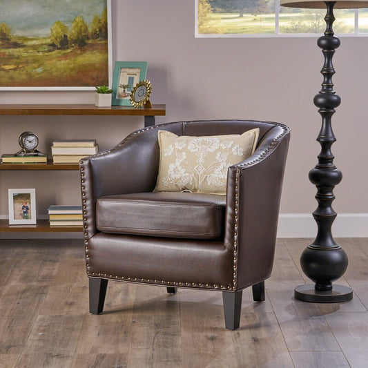 Brown Bonded Leather Club Chair
