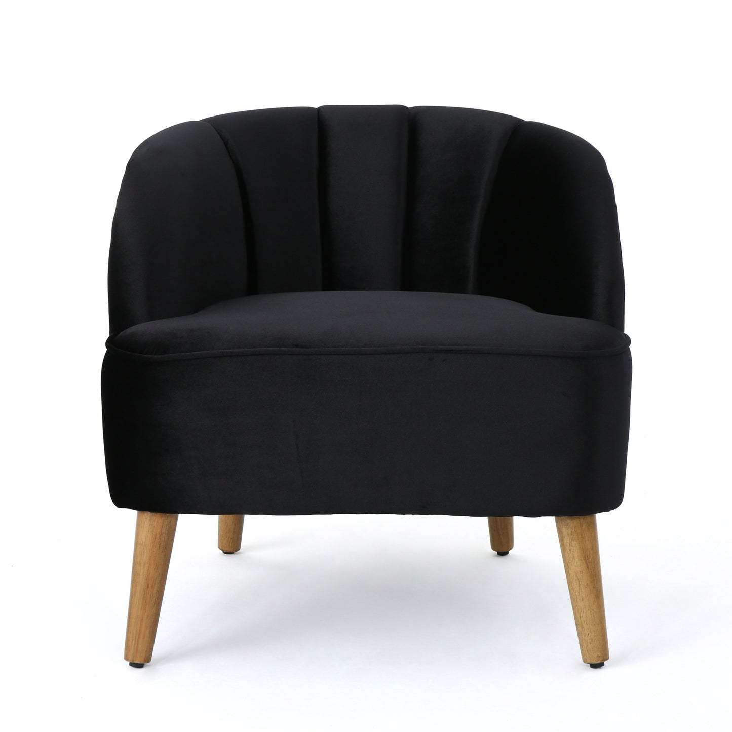 Black Velvet Mid-Century Club Chair - 28" W