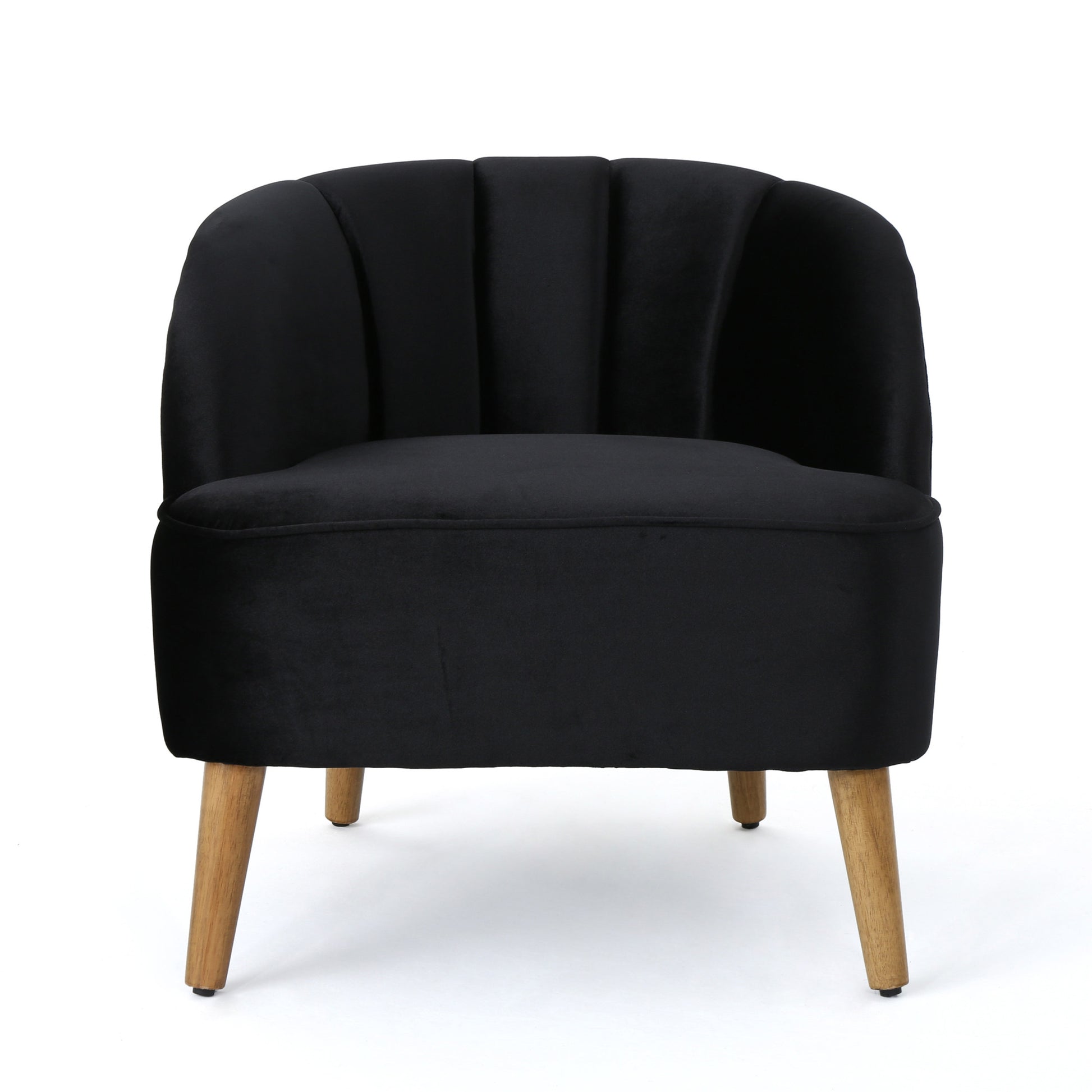 Black Velvet Mid-Century Club Chair - 28" W
