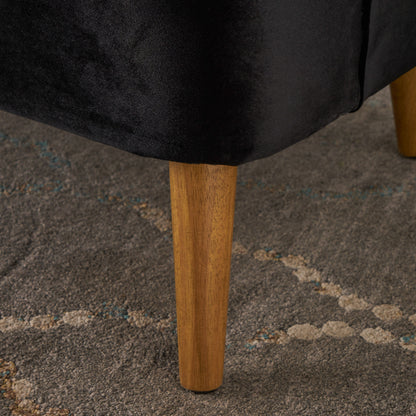 Black Velvet Mid-Century Club Chair - 28" W