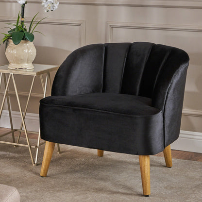 Black Velvet Mid-Century Club Chair - 28" W