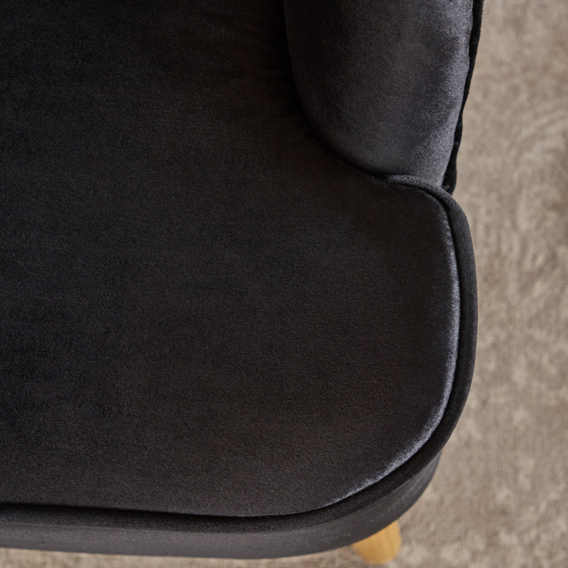 Black Velvet Mid-Century Club Chair - 28" W
