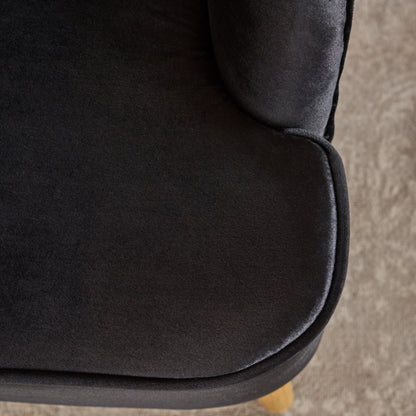Black Velvet Mid-Century Club Chair - 28" W