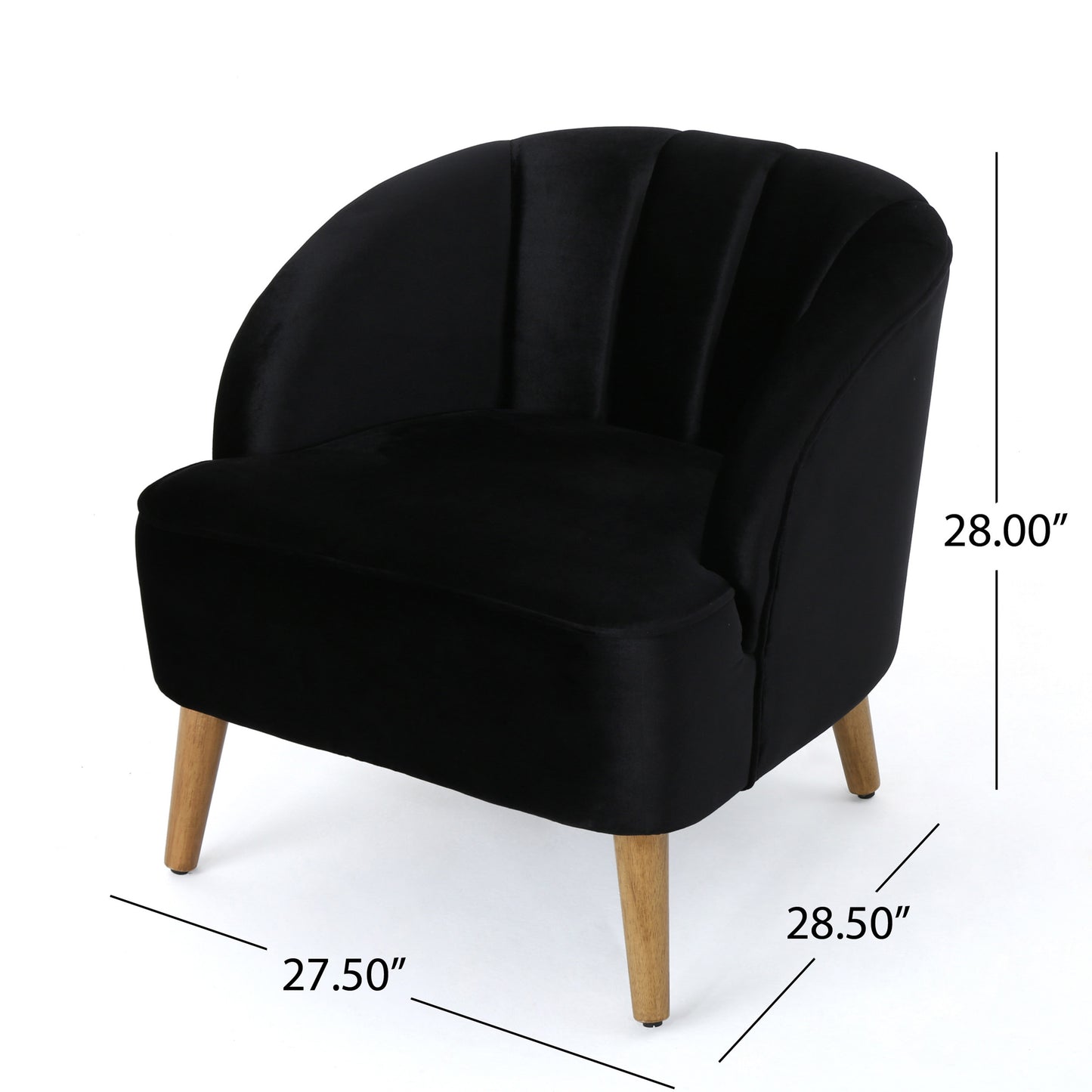 Black Velvet Mid-Century Club Chair - 28" W
