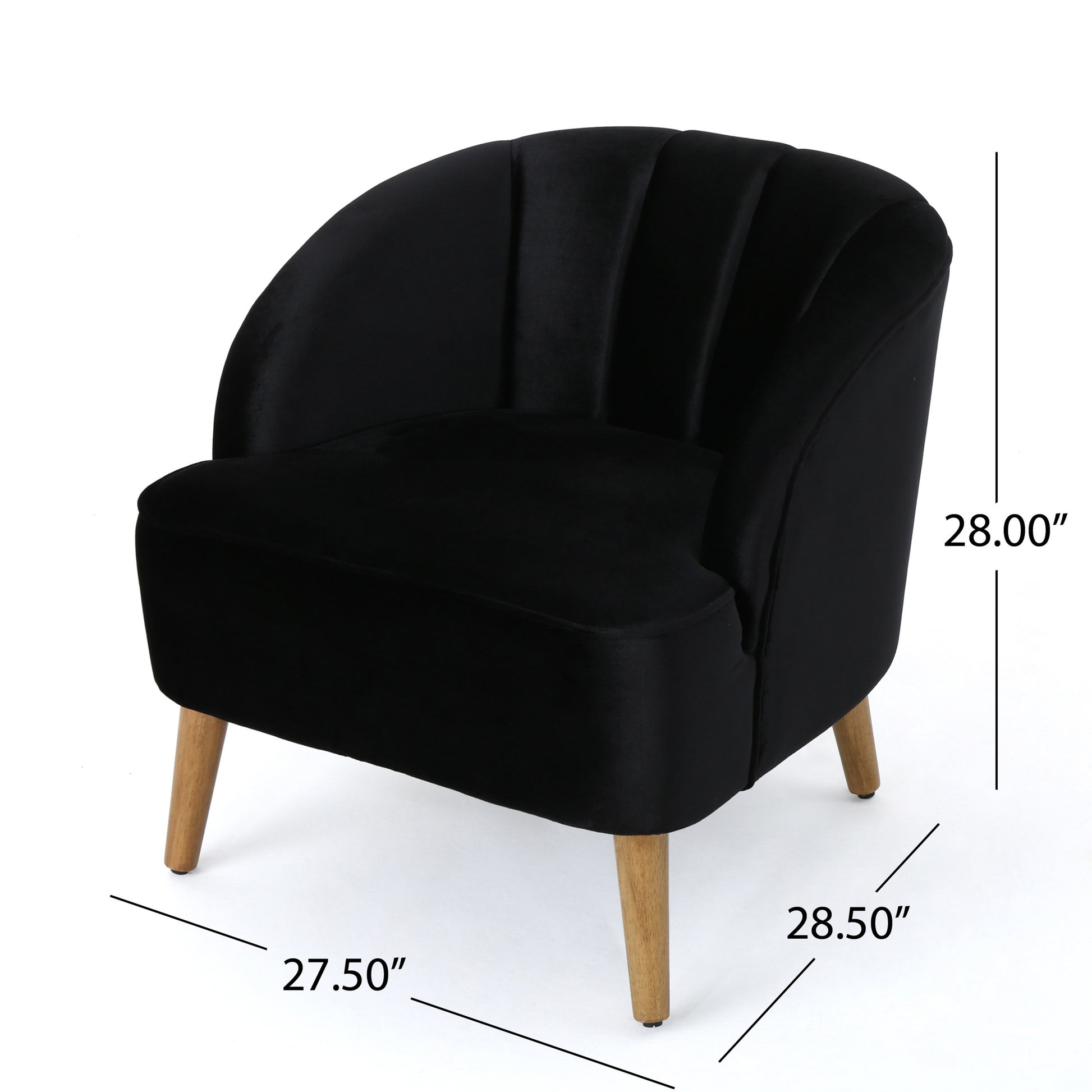 Black Velvet Mid-Century Club Chair - 28" W