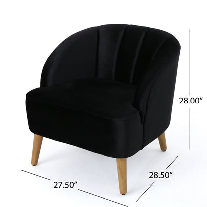 Black Velvet Mid-Century Club Chair - 28" W