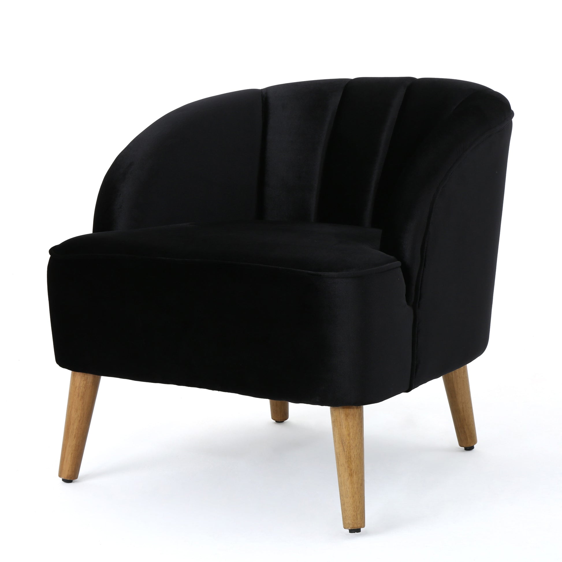 Black Velvet Mid-Century Club Chair - 28" W