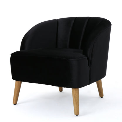 Black Velvet Mid-Century Club Chair - 28" W