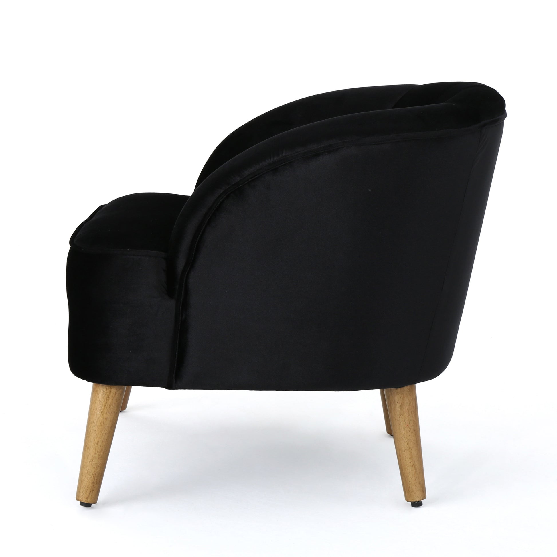 Black Velvet Mid-Century Club Chair - 28" W