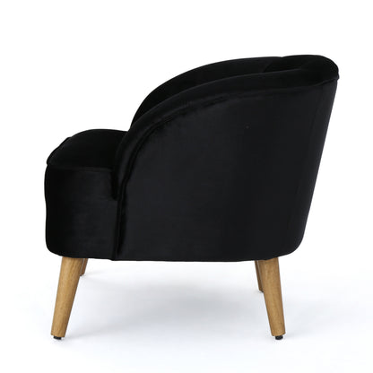 Black Velvet Mid-Century Club Chair - 28" W