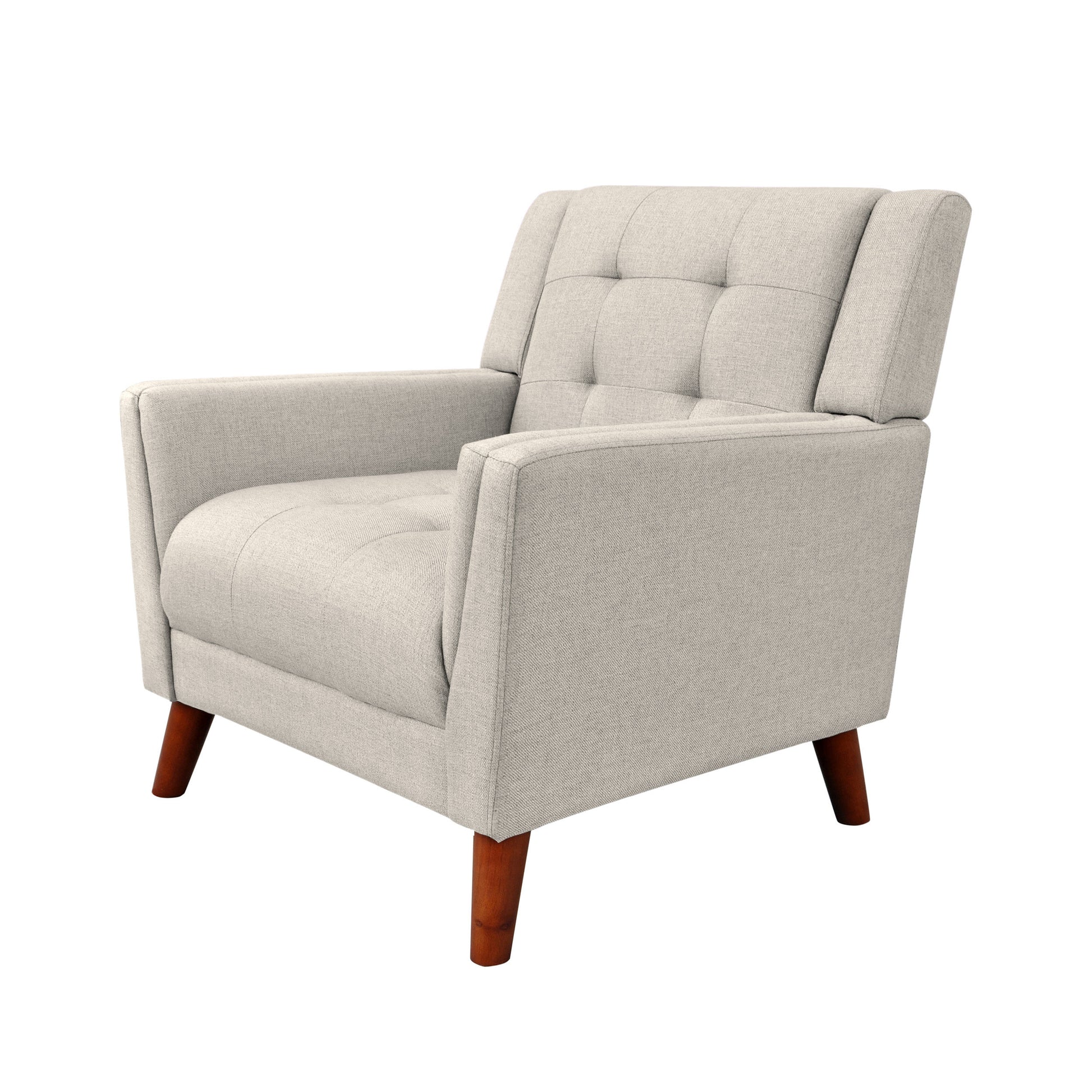 Beige Fabric Mid-Century Club Chair - 30.5" W