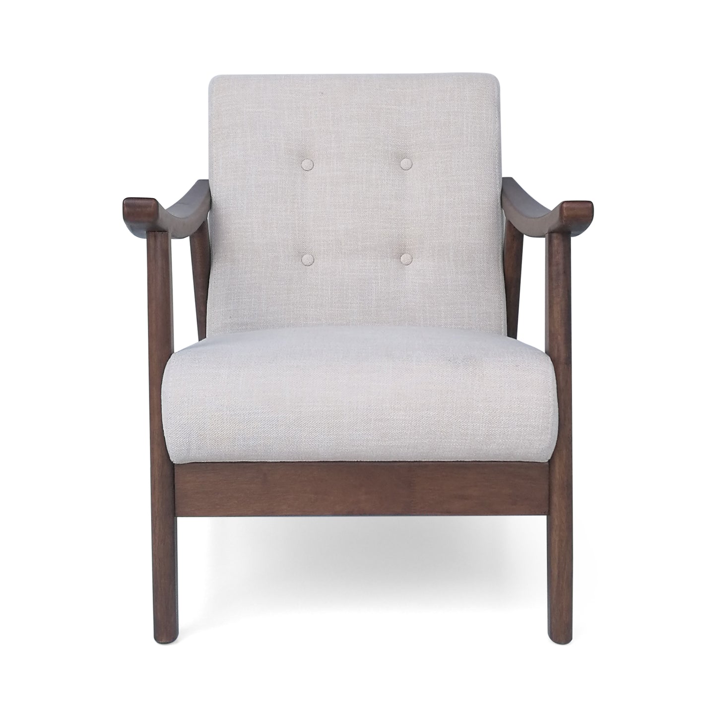 Mid-Century Accent Chair Beige, Tufted Armchair - 25.25"W