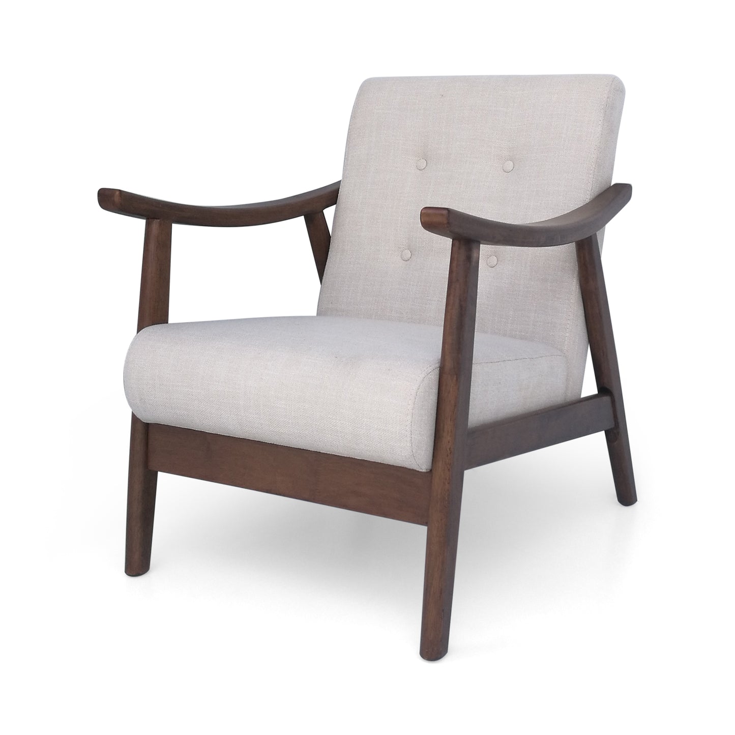 Mid-Century Accent Chair Beige, Tufted Armchair - 25.25"W