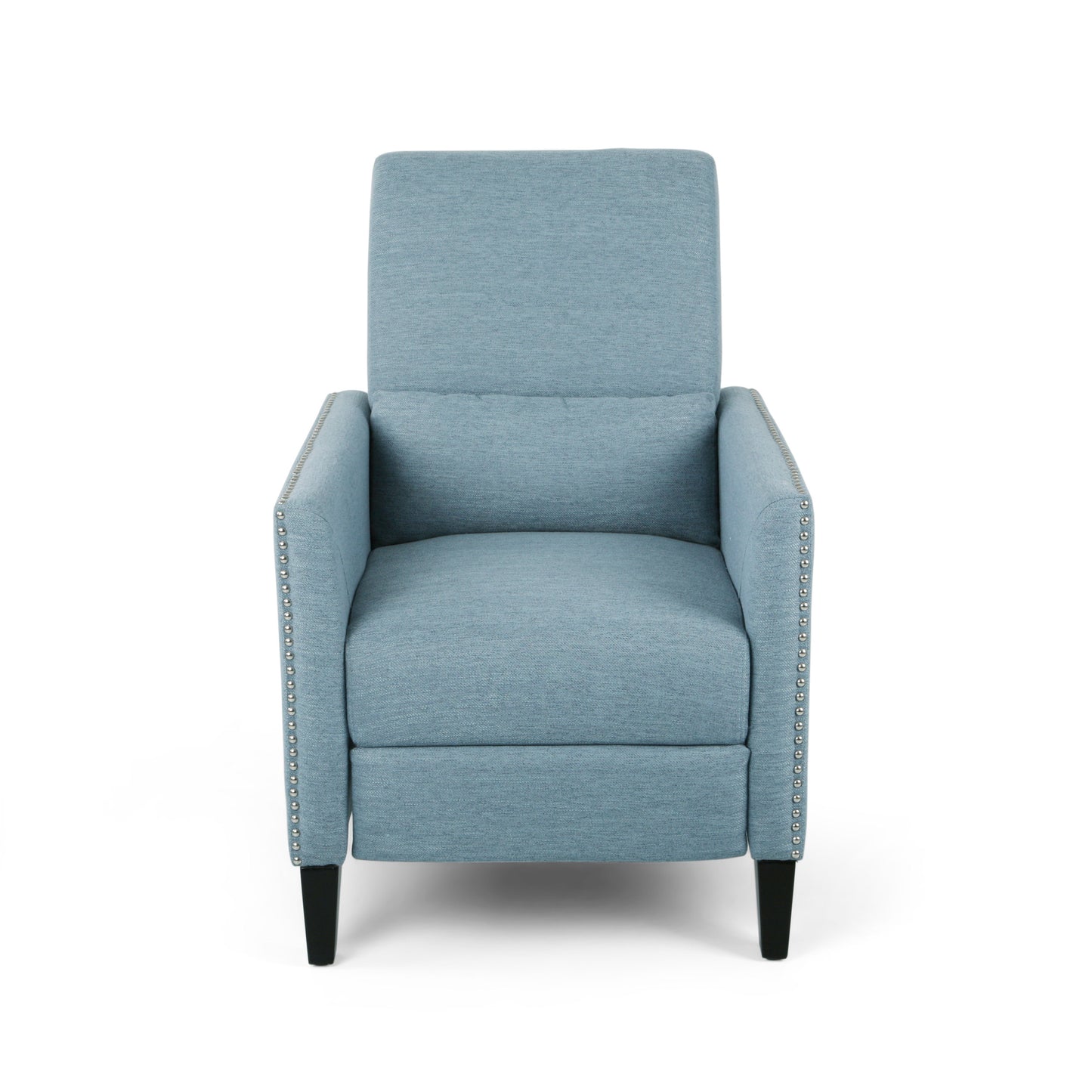 Light Blue Fabric Push-Back Recliner - Contemporary Style