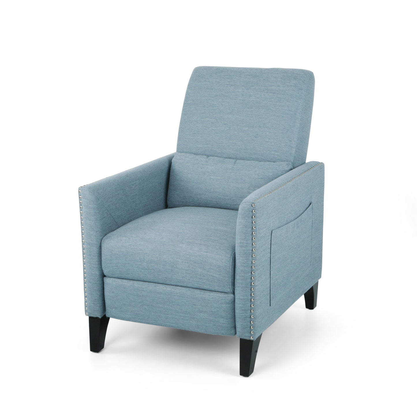 Light Blue Fabric Push-Back Recliner - Contemporary Style