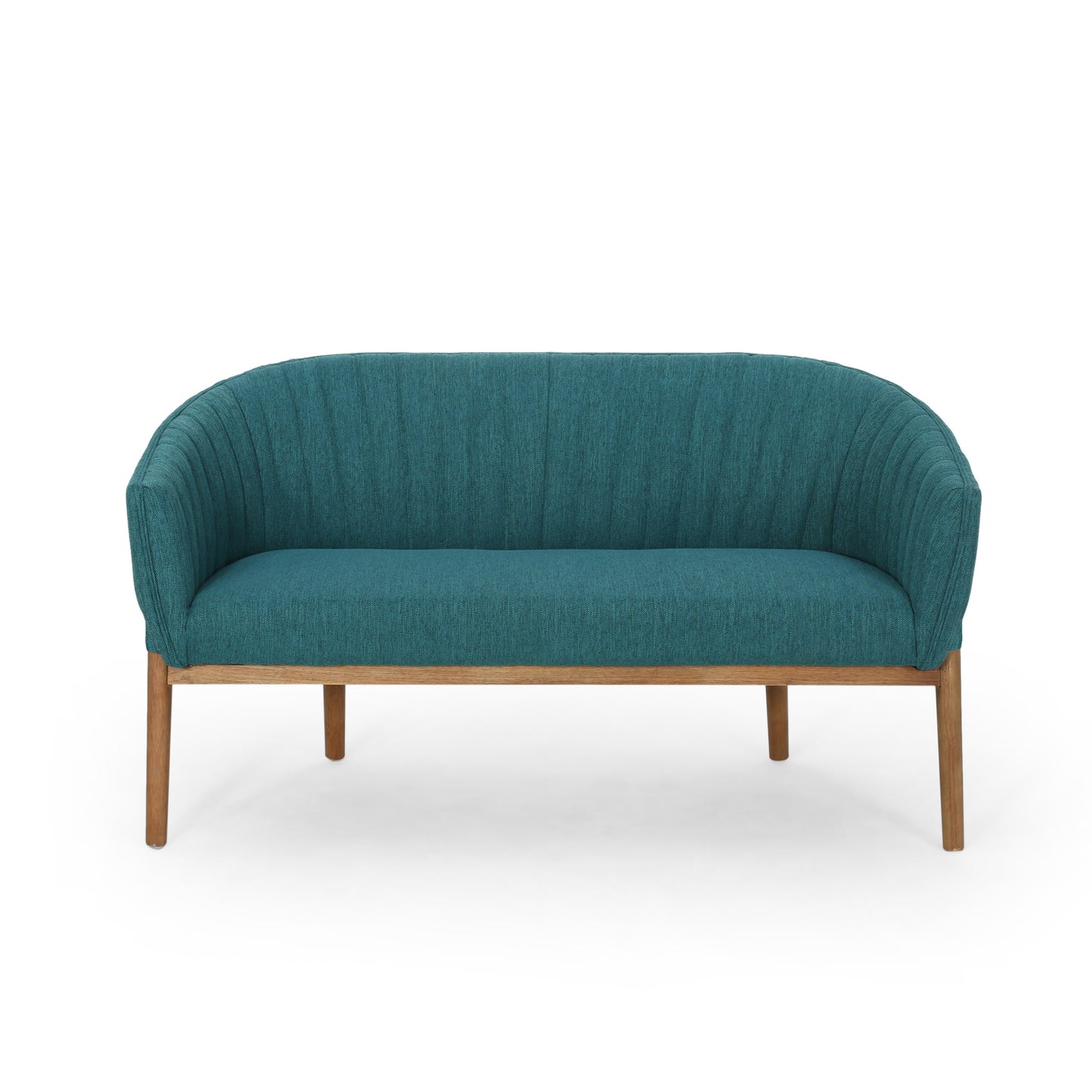 Teal Fabric Loveseat - Cozy Mid-Century Style