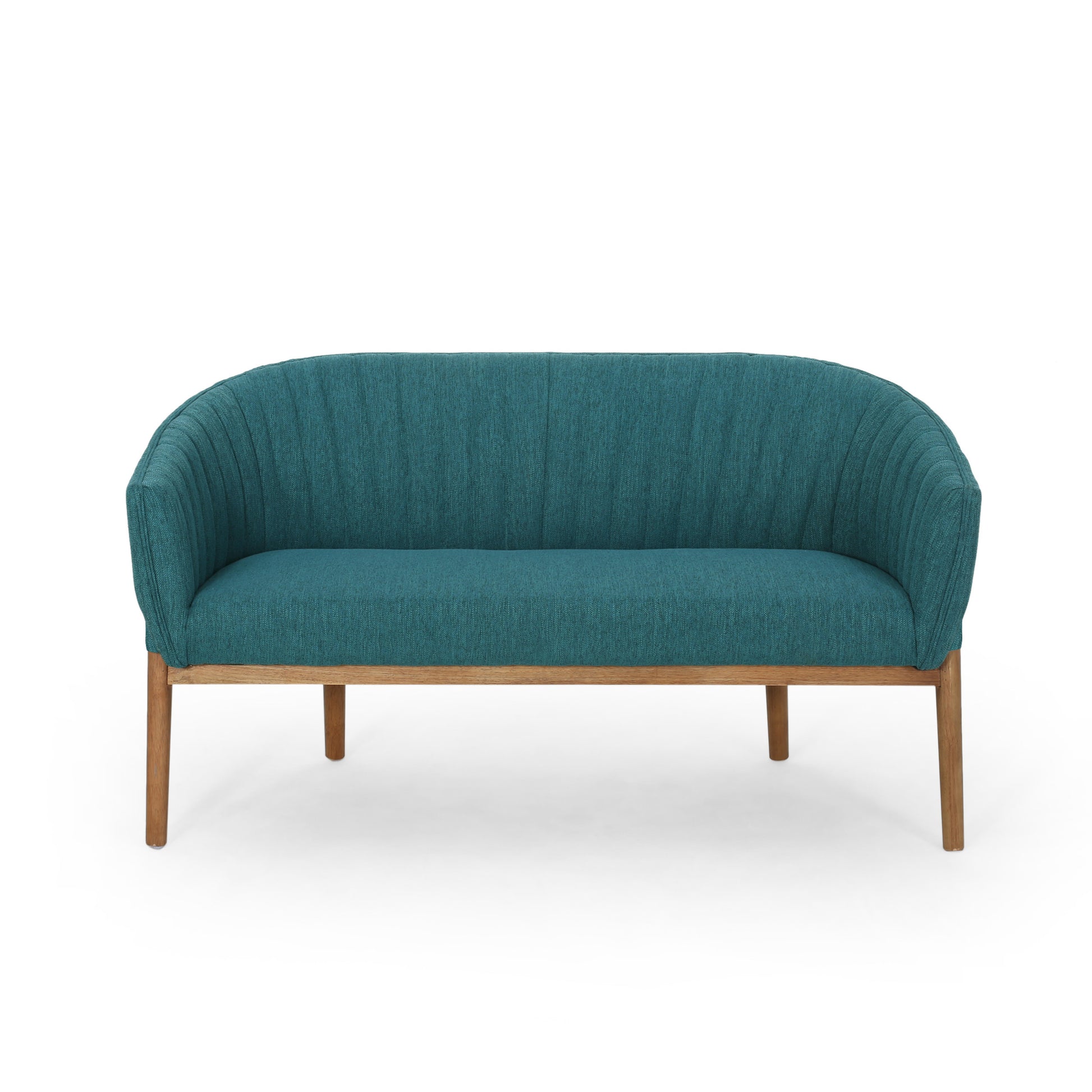Teal Fabric Loveseat - Cozy Mid-Century Style