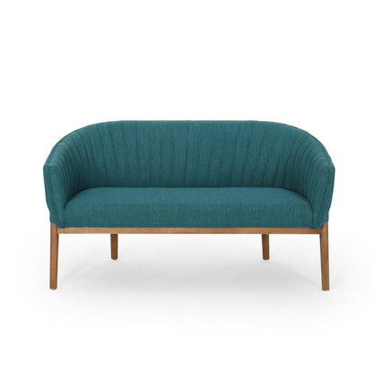 Teal Fabric Loveseat - Cozy Mid-Century Style