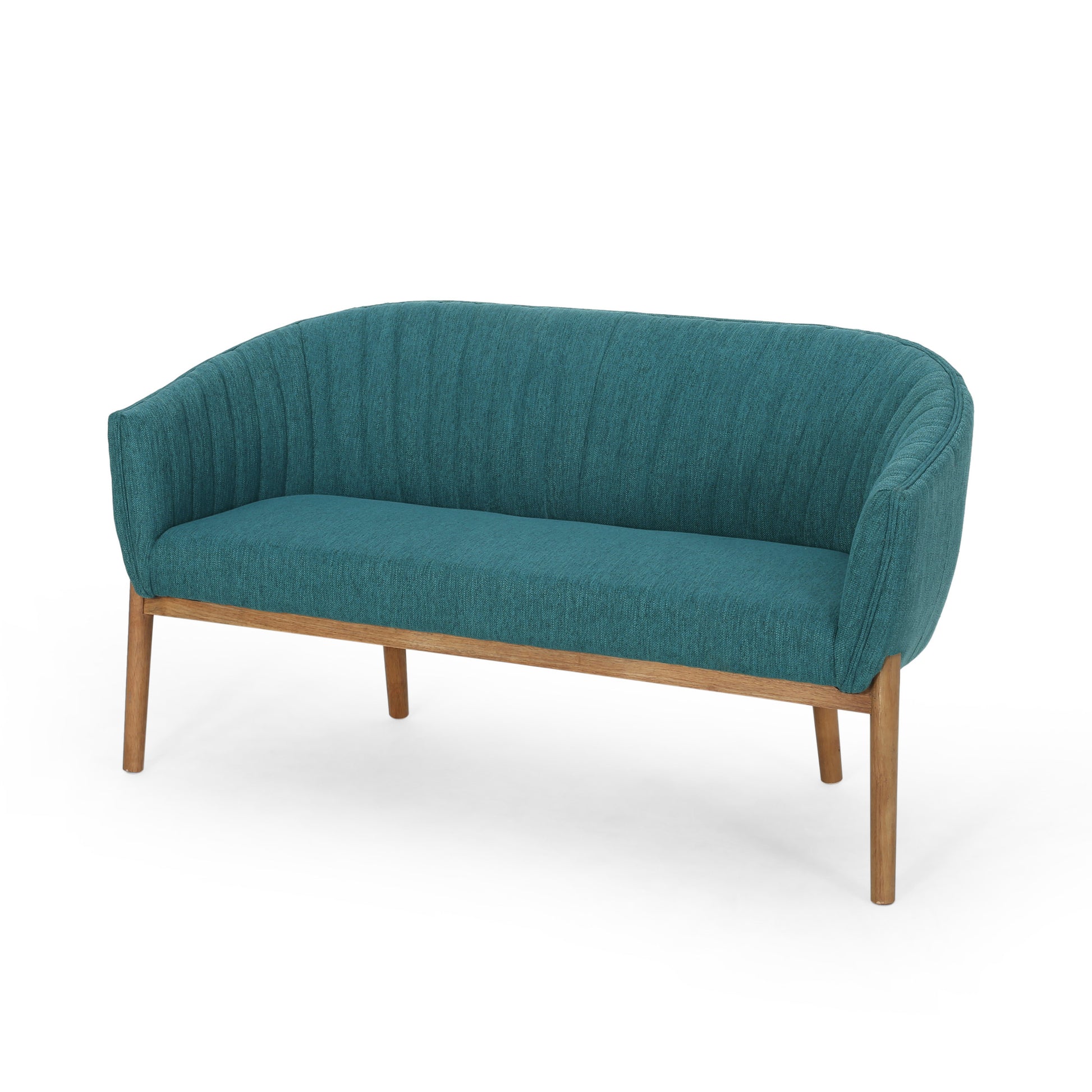 Teal Fabric Loveseat - Cozy Mid-Century Style