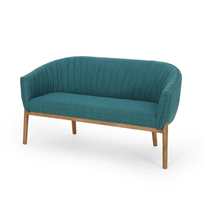 Teal Fabric Loveseat - Cozy Mid-Century Style