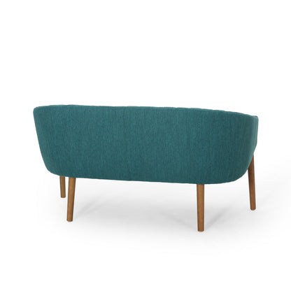 Teal Fabric Loveseat - Cozy Mid-Century Style