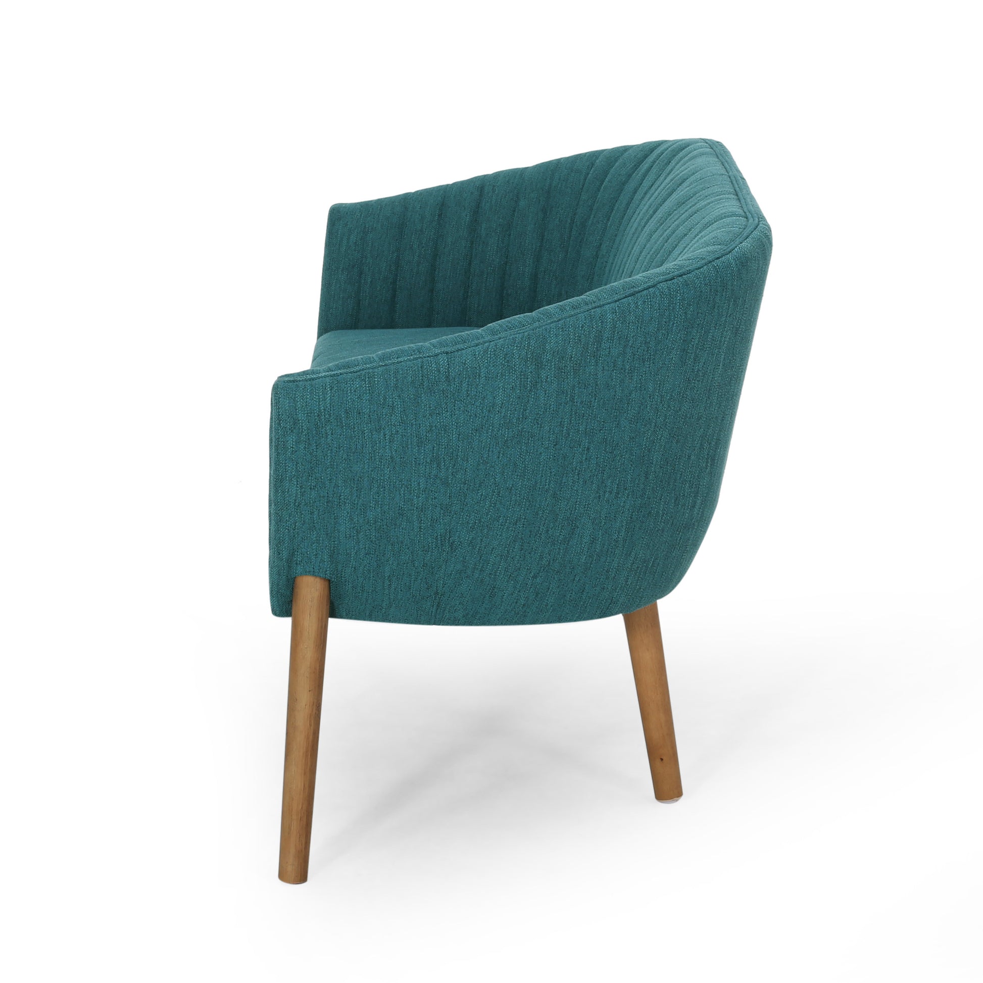 Teal Fabric Loveseat - Cozy Mid-Century Style