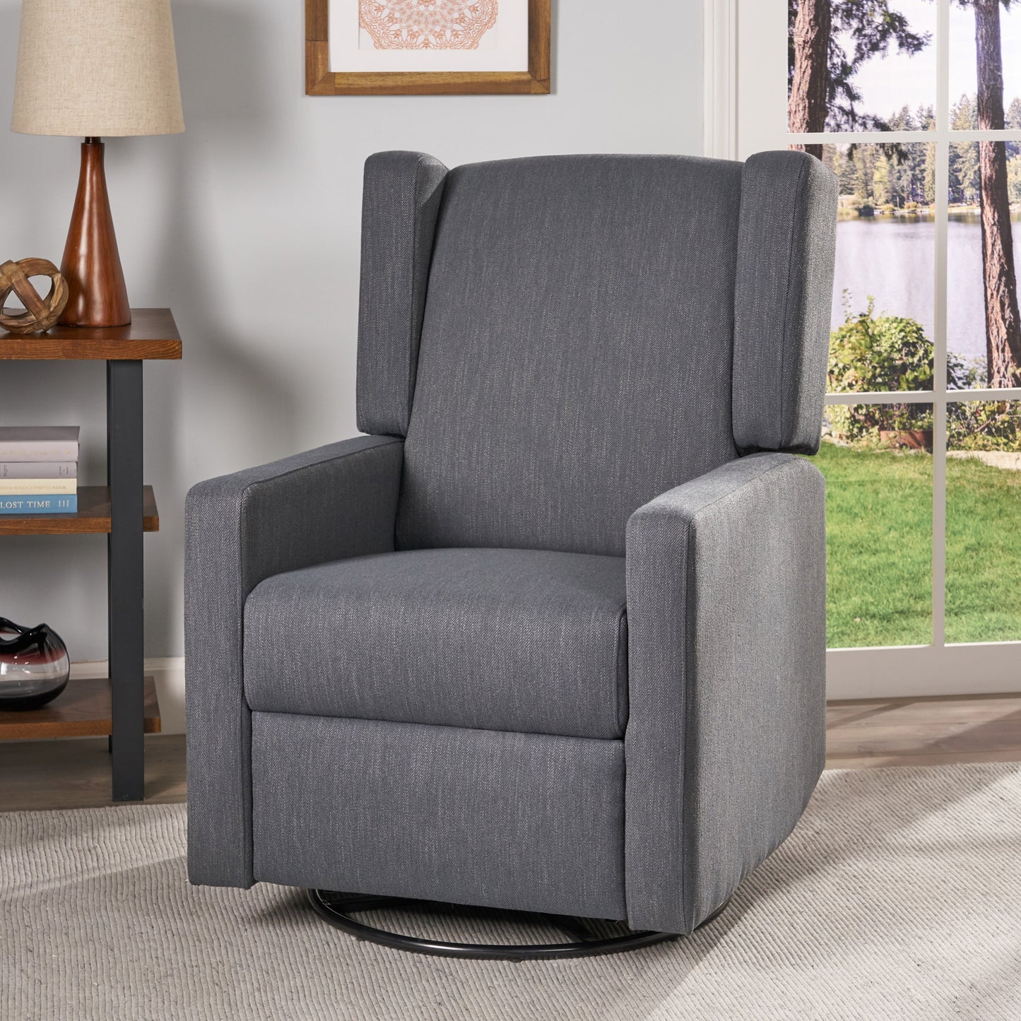 Swivel Recliner, Pushback Recliner Chair, for Small Spaces, Living Room, Bedroom, Nursery, RV