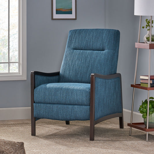 Fabric Recliner Chair Mid-Century Modern Recliner Pushback Single Recliner Sofa with Thicker Seat Cushion Upholstered Sofa with Wooden leg for Living Room Bedroom